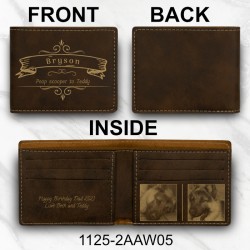 Name Emblem & Photo Bifold Wallet (Rustic/Gold)