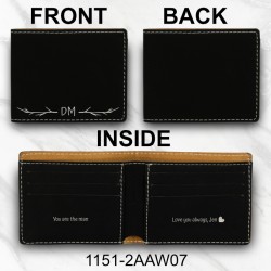 Initials Twig Art Bifold Wallet (Black/Silver)