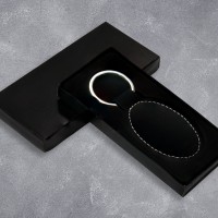 Design Your Own Black Silver Leatherette Oval Keyring (ring on top)