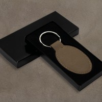This Daddy Belongs to... Father's Day Light Brown Leatherette Oval Keyring