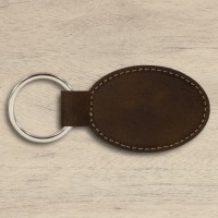New Dad Father's Day Rustic Brown Gold Leatherette Oval Keyring