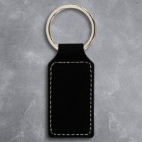 Best Dad Father's Day Black Silver Leatherette Rectangle Keyring