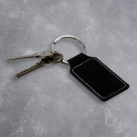 Best Dad Father's Day Black Silver Leatherette Rectangle Keyring