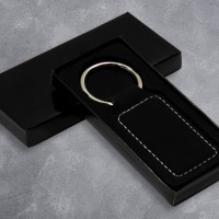 This Daddy Belongs to... Father's Day Black Silver Leatherette Rectangle Keyring