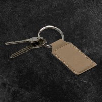 Design Your Own Light Brown Leatherette Rectangle Keyring (ring on top)