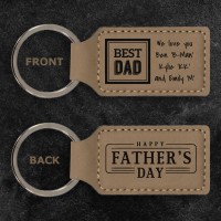 Best Dad Father's Day Light Brown Leatherette Rectangle Keyring