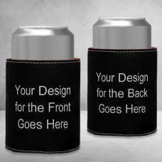 Design Your Own Black Silver Leatherette Stubby Holder