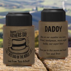 Best Dad Father's Day Light Brown Leatherette Stubby Holder