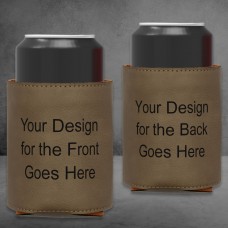 Design Your Own Light Brown Leatherette Stubby Holder