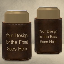 Design Your Own Rustic Brown Gold Leatherette Stubby Holder