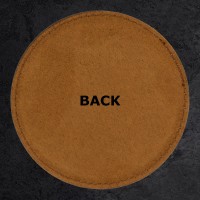 Dog Dad Kisses Funny Leatherette Coaster - Round Light Brown Engraved