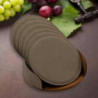 Best Dad or Pop in the World Light Brown Leatherette Round Coasters (Set of 6)