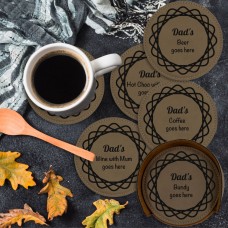 Dad or Pop's Favourite Drinks Light Brown Leatherette Round Coasters (Set of 6)