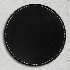Design Your Own Black Silver Leatherette Round Coaster