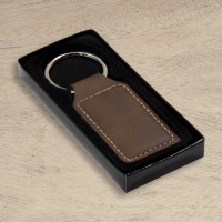 This Daddy Belongs to... Father's Day Rustic Brown Gold Leatherette Rectangle Keyring
