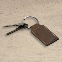 Best Dad Father's Day Rustic Brown Gold Leatherette Rectangle Keyring