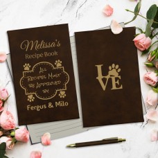Personalised Dog Mum All Recipes Approved by Rustic Brown and Gold Leatherette Recipe Book