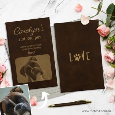Photo Personalised Dog Mum All Recipes Have Been Quality Checked by Rustic Brown and Gold Leatherette Recipe Book
