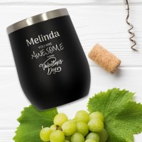 You Are Awesome Happy Valentine's Day Engraved Black Double Walled Insulated Wine Tumbler Cup