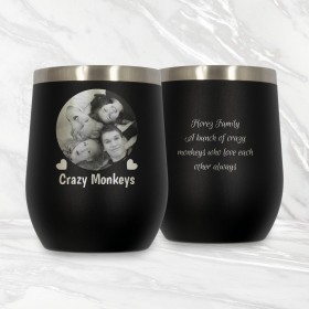 Photo and Text Personalised Black Double Wall Insulated Tumbler