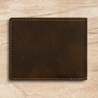 Any Occasion Personalised Name and Message Rustic Brown and Gold Leatherette Bi-Fold Wallet for Him