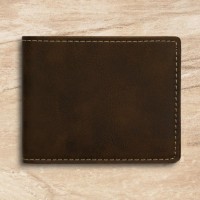 Any Occasion Personalised Photo Rustic Brown and Gold Leatherette Bi-Fold Wallet for Him