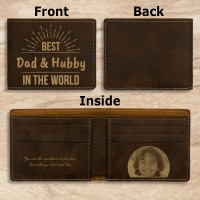 Best… In the World Bi-Fold Rustic Brown and Gold Leatherette Wallet Sunrise Photo Gift for Him Dad Husband