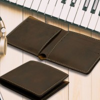 Dog Lover Bi-Fold Wallet Rustic Brown Gold Leatherette Gift for Him Dad Husband Groomsman