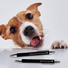 Cool Dog Dad Personalised Black Silver Leatherette Pen