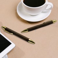 Design Your Own Custom Rustic Brown and Gold Leatherette Pen