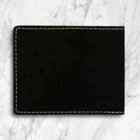 Initials and Message Personalised Black and Silver Leatherette Bi-Fold Wallet Gift for Him