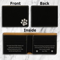 Paw Print Dog Lovers Personalised Black and Silver Leatherette Bi-Fold Wallet Gift for Him