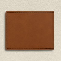 Framed Initials and Message Personalised Chestnut Brown Leatherette Bi-Fold Wallet Gift for Him