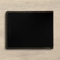 Name and Message Black and Gold Leatherette Bi-Fold Wallet Gift for Him