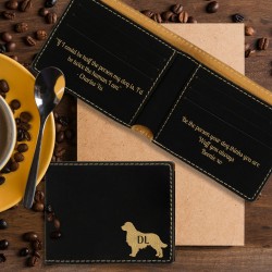 Dog Lover Bi-Fold Wallet Black and Gold Leatherette Gift for Him Dad Husband Groomsman