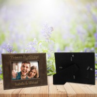 Forever and Always My Valentine Rustic Brown and Gold Leatherette Photo Frame Small
