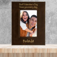 Stuff Valentine's Day I Love You Every Day Rustic Brown and Gold Leatherette Photo Frame Small