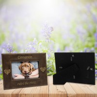 This Dog Rules the Roost Rustic Dog Lover Brown and Gold Leatherette Photo Frame Small