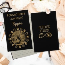 Rescue Dog Forever Home Photo Personalised Leatherette Journal - Black Engraved Gold