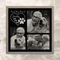 Proud Dog Mum 3 Photo Collage - Black Silver Leatherette