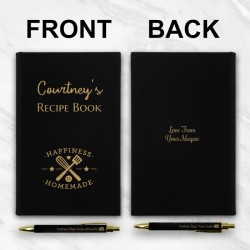 Happiness is Homemade Recipe Book & Pen (Black/Gold)