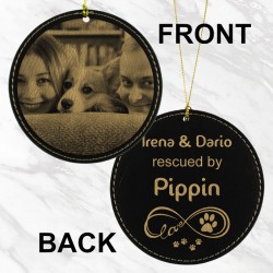 Rescued by My Dog Photo Ornament (Black/Gold)