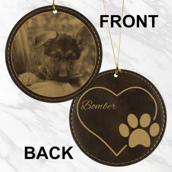 Heart and Paw Pet Photo Ornament (Rustic/Gold)