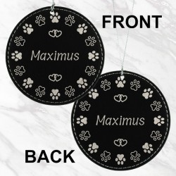 Name and Pawprints Ornament (Black/Silver)