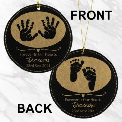 Baby Loss Handprint and Footprint Ornament (Black/Gold)
