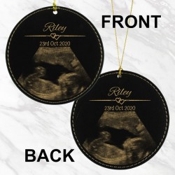 Sonogram Pregnancy Loss Ornament (Black/Gold)