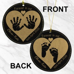 Baby Memorial Impressions in Heart Ornament (Black/Gold)