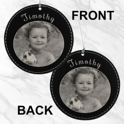 Double Name and Photo Ornament (Black/Silver)