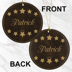 Name With Stars Ornament (Rustic/Gold)
