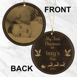 First Christmas As... Photo Ornament (Rustic/Gold)